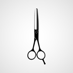 Hairdressers professional scissors black silhouette. Vector