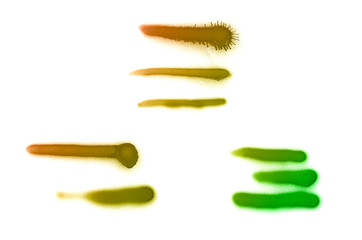 Graffiti liquid strokes sprayed on white isolated background