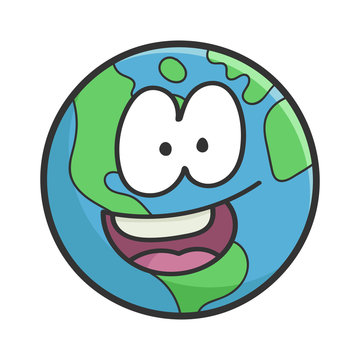 Happy planet earth cartoon illustration