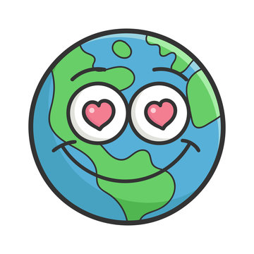 In love planet earth cartoon illustration