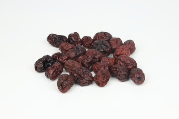 Dried Red Jujube Fruit (Dried Red Dates) on white background