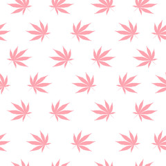Fototapeta na wymiar pink cannabis seamless vector pattern