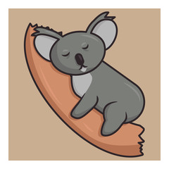 vector koala sleeps on a tree