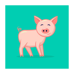 cute vector pig smiling