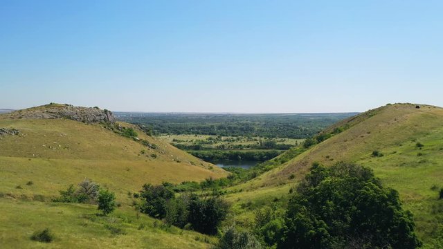 Mountains Two sisters, Seversky Donets river, landscapes in Russia, view from above