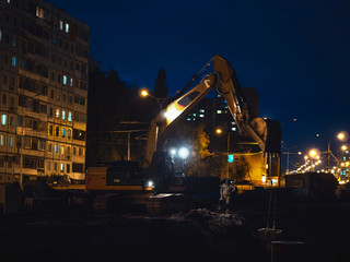 Fototapeta na wymiar Municipal night works