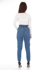 Naklejka premium Woman pants shoot in studio