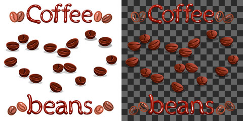 Coffee beans, text and logo