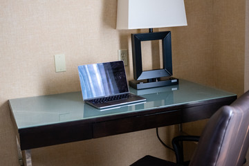 hotel room office space and desk