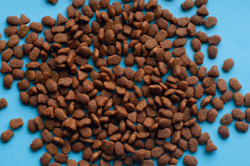 Cat food isolated on a blue background
