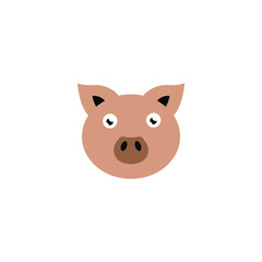 Piggy head logo, cartoon pig - vector illustration