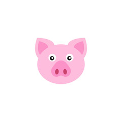Piggy head logo, cartoon pig - vector illustration