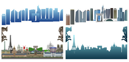 Paris skyline, Old and New city Set