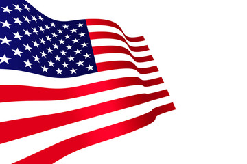 Waving American flag on the wind. Vector illustration.