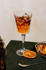 Spritz veneziano, an aperitif cocktail with Prosecco or white sparkling wine, bitter, soda, ice and...