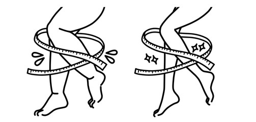 太い脚と細い脚-ふくらはぎ-メジャー-黒