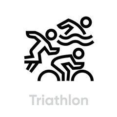 Triathlon sport icons - obrazy, fototapety, plakaty