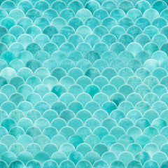 Seamless fish scale seamless pattern in turquoise color