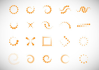 Abstract Dot Circle Icons Set. Halftone Logo Concept. Dotted Circle Isolated - Vector. Creative Icons For Dotted Logo, Tech Icon, Square Element And Logotype. Abstract Circle Dot Technology Logo