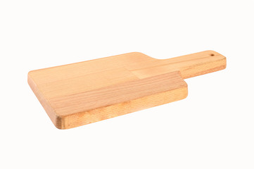 Beech wood cutting board isolated on white background.