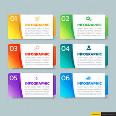 Infographics design with 6 options template.