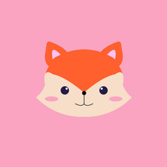 cartoon fox icon, Cute fox. Vector animal