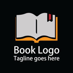 imple logo book opens with a red ribbon marker cartoon style for company logos and symbols.