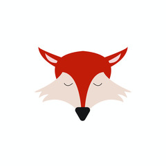 cartoon fox icon, sleepy fox. Vector animal