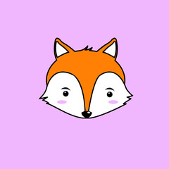 cartoon fox icon, smile fox. Vector animal