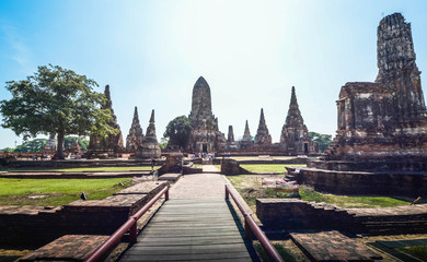 A beautiful view of buddhist temple in Ayutthaya, Thailand.