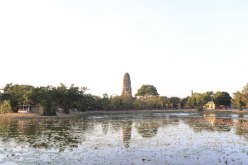 A beautiful view of buddhist temple in Ayutthaya, Thailand.