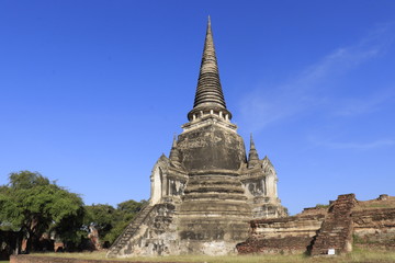 Obraz premium A beautiful view of buddhist temple in Ayutthaya, Thailand.