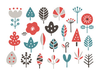 北欧風の葉カラフル