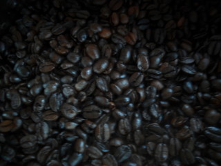 coffee beans on black background