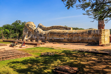 A beautiful view of Wat Lokaya Sutharam temple in Ayutthaya, Thailand