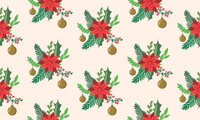 Decorative of Christmas of floral pattern background, with leaf flower drawing seamless.