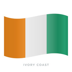 Ivory Coast waving flag vector icon. Vector illustration isolated on white.