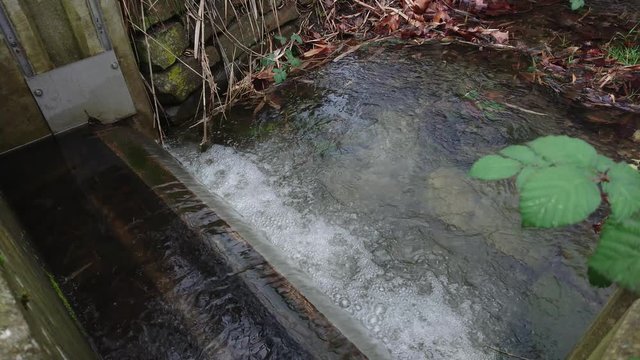 Water flowing from the mini-dam