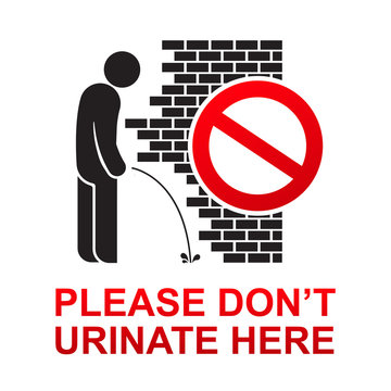 Please don't urinate here sign vector illustration.