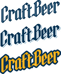 Set of three traditional black letter Craft Beer logo designs. Craft Beer letters in hand drawn Old English, Germanic, Gothic Script font.