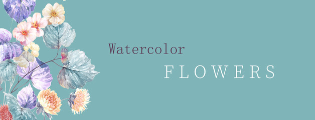 Fototapeta na wymiar Beautiful watercolor flower background illustration