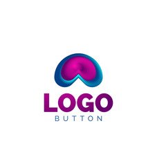 Abstract round shape logo template. Minimal geometrical design, 3d geometric bold symbol in relief style with color blend steps effect. Vector Illustration