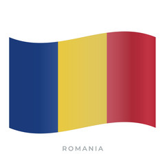 Romania waving flag vector icon. Vector illustration isolated on white.