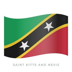 Saint Kitts and Nevis waving flag vector icon. Vector illustration isolated on white.