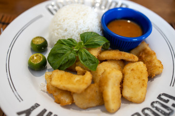 Fried squid with rice