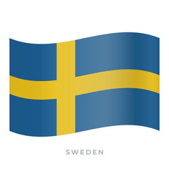 Sweden waving flag vector icon. Vector illustration isolated on white.