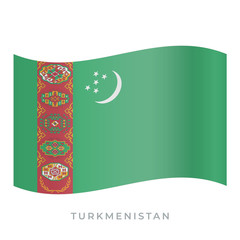 Turkmenistan waving flag vector icon. Vector illustration isolated on white.