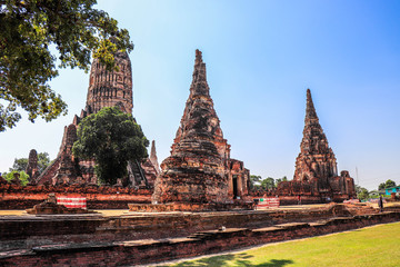 A beautiful view of Wat Chai Wattanaram temple in Ayutthaya, Thailand.