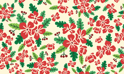 The beautiful of Christmas floral wallpaper decoration, with leaf and flower.