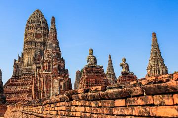 Fototapeta na wymiar A beautiful view of Wat Chai Wattanaram temple in Ayutthaya, Thailand.